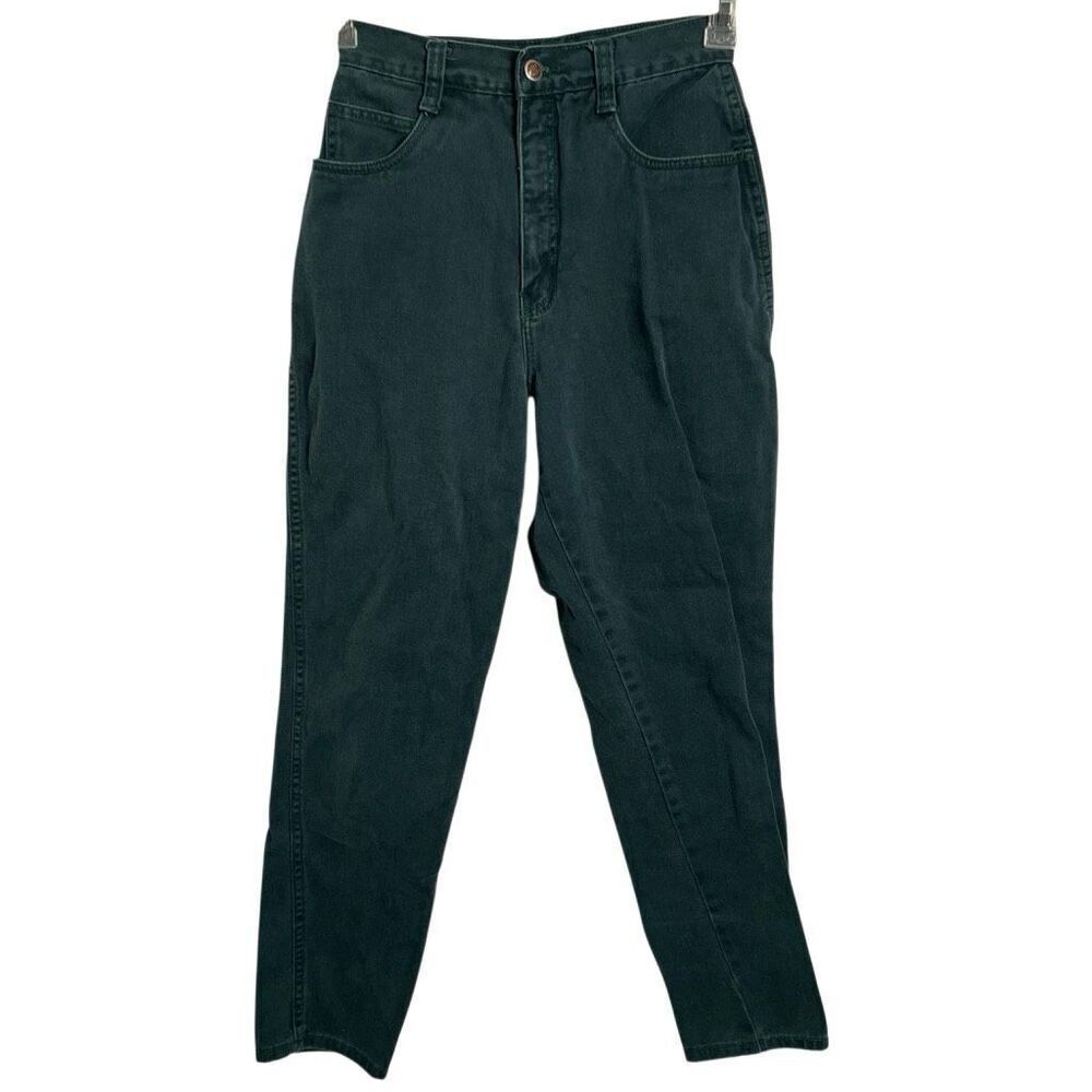 Vtg Bill Blass Womens Mom Jeans 8 High Waist Faded Hunter Green Flat Front